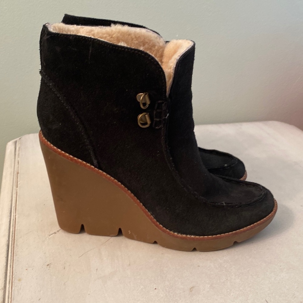 Kors Michael Kors black suede wedges booties